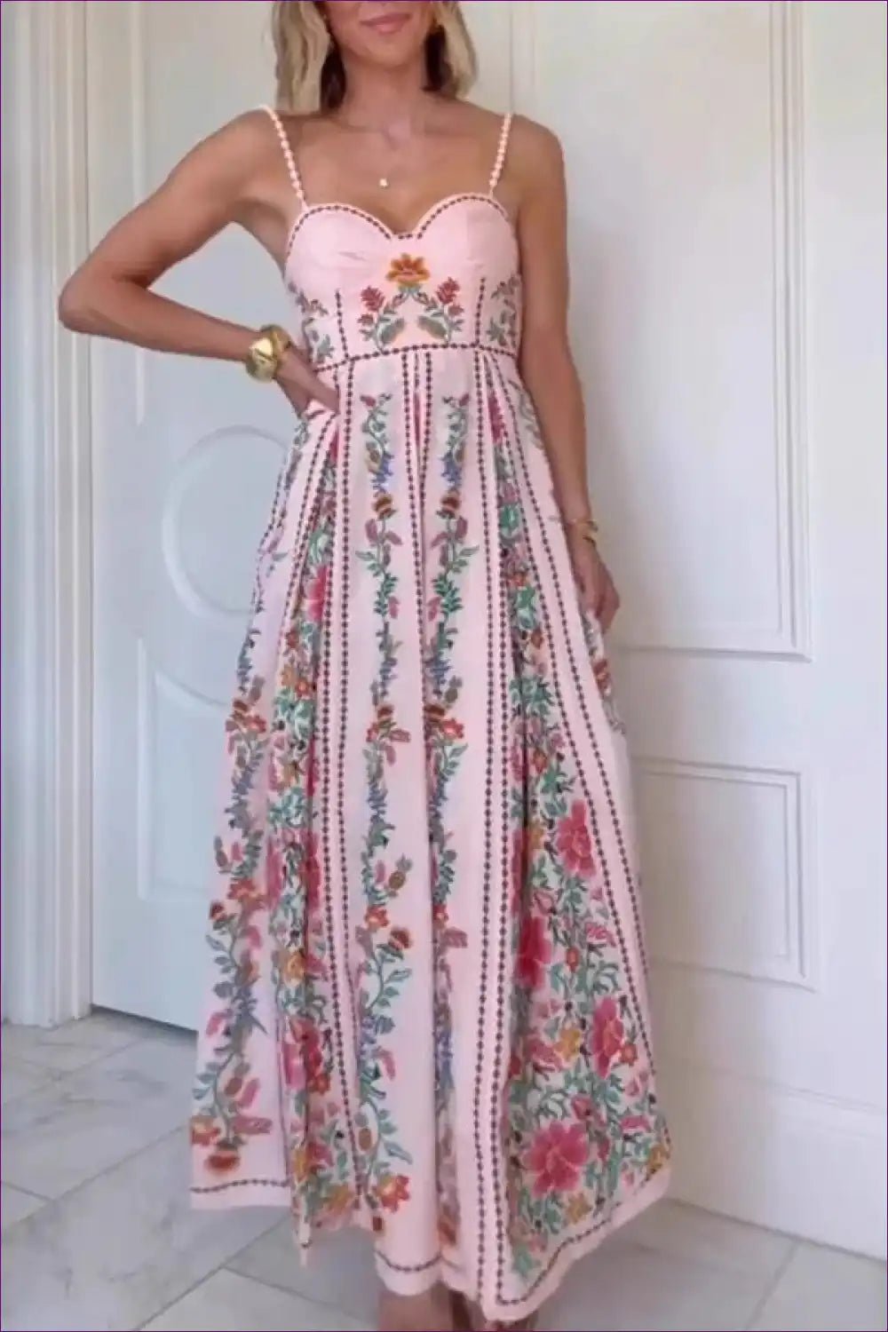 Maxi Dress with Floral Print - Garden Party Grace for A-line, Dress, Floral, Formal Wear, Glamour