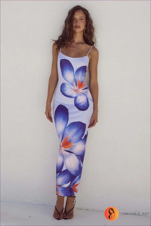 Maxi Dress with Floral Print - Garden Party Grace