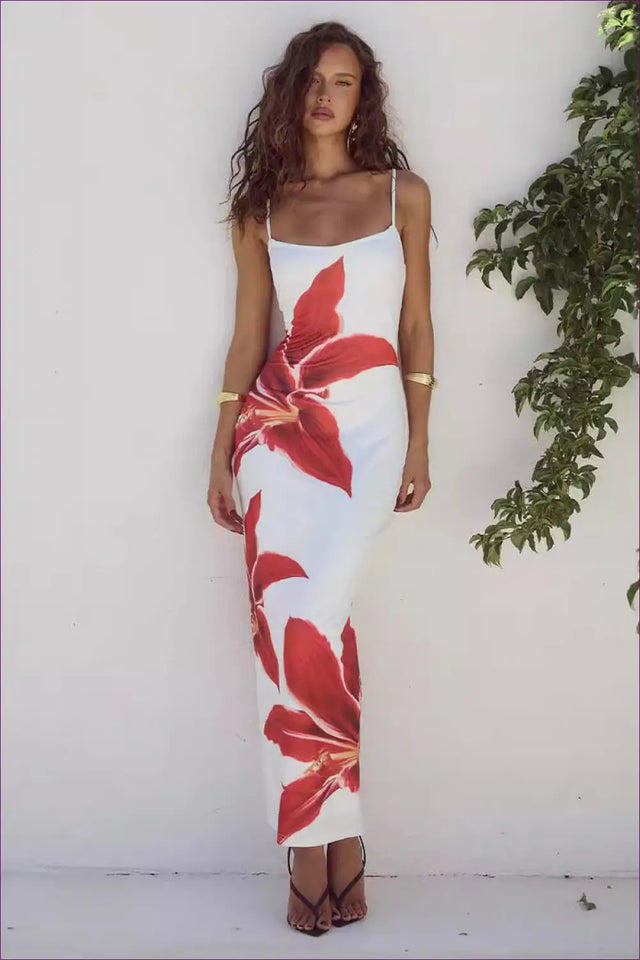 Maxi Dress with Floral Print - Garden Party Grace