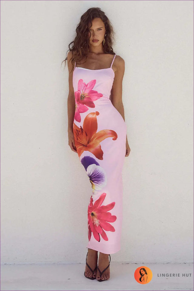Maxi Dress with Floral Print - Garden Party Grace