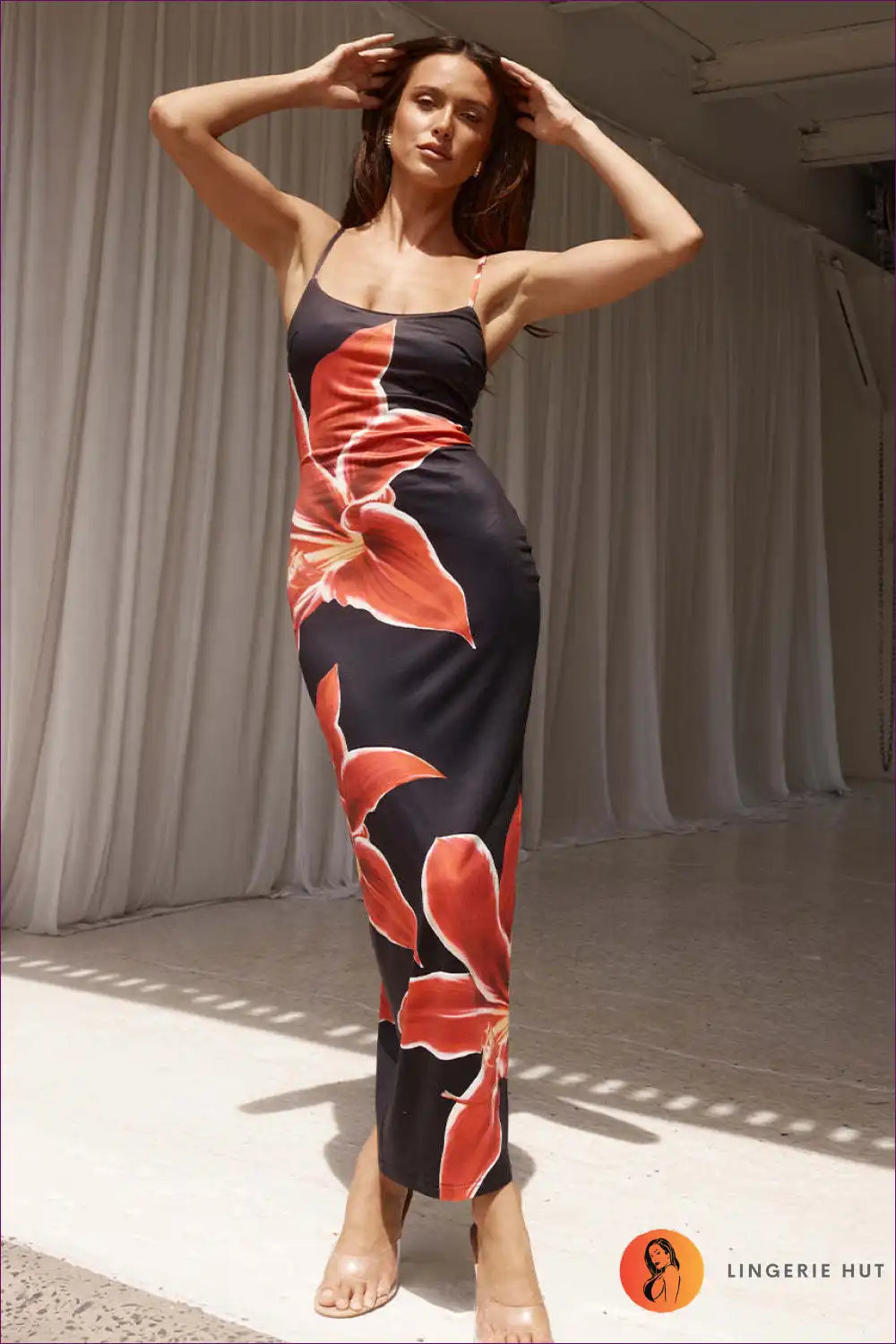 Maxi Dress with Floral Print - Garden Party Grace for A-line, Casual, Dress, Floral, Glamour