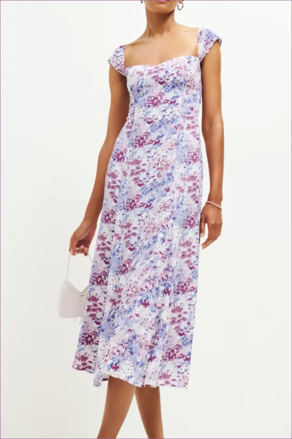 Maxi Dress with Floral Print - Sunset Stroll Elegance for A-line, Boho, Chiffon, Dress,