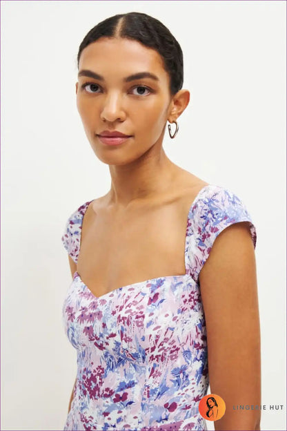 Maxi Dress with Floral Print - Sunset Stroll Elegance for A-line, Boho, Chiffon, Dress,