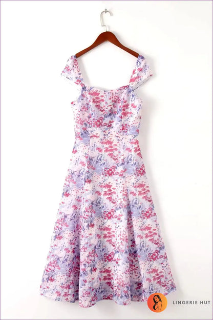 Maxi Dress with Floral Print - Sunset Stroll Elegance for A-line, Boho, Chiffon, Dress,