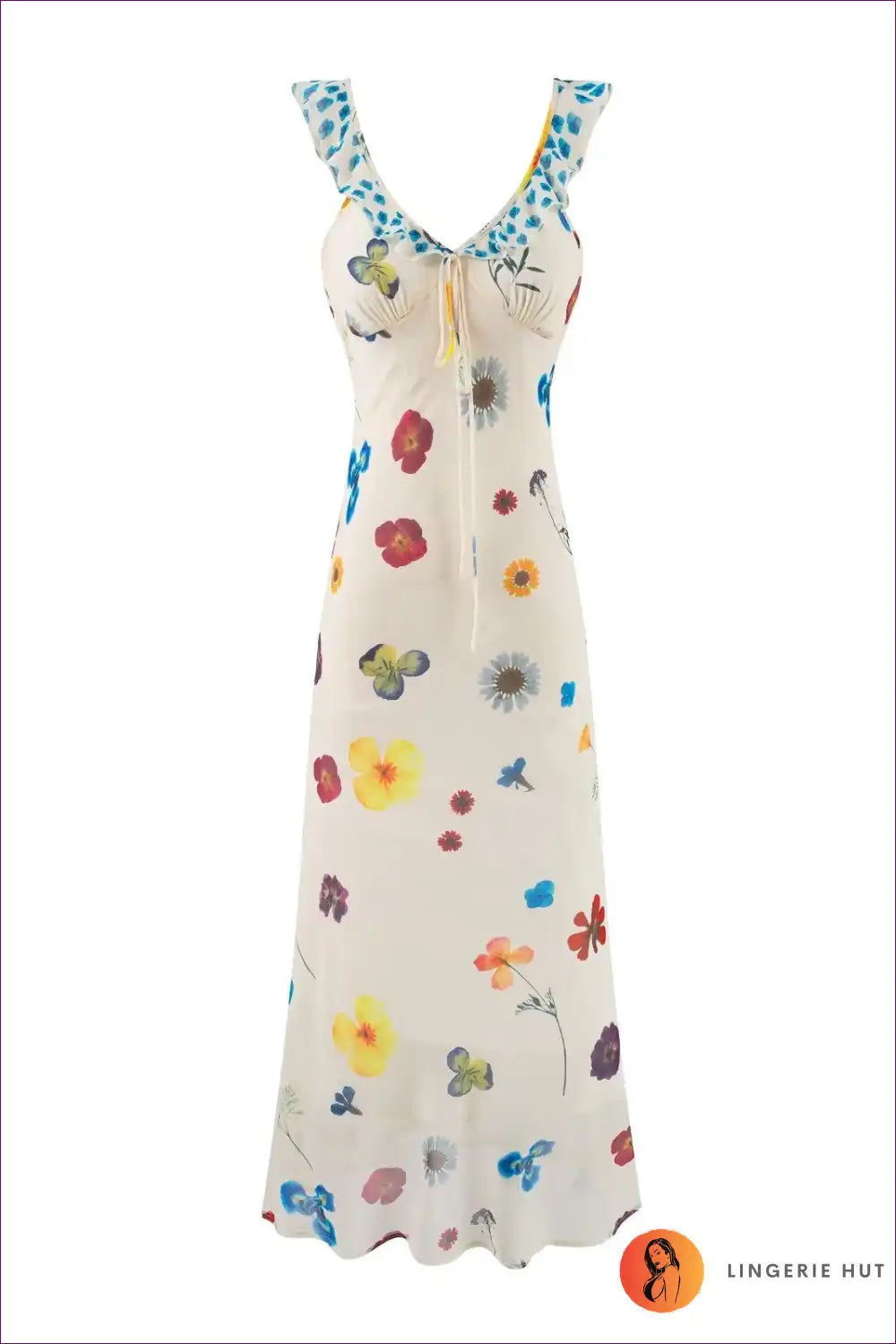 Maxi Dress with Floral Print - Vacation Dreams for A-line, Beachwear, Boho, Casual,