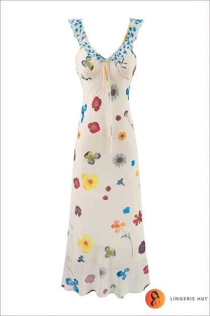 Maxi Dress with Floral Print - Vacation Dreams for A-line, Beachwear, Boho, Casual,