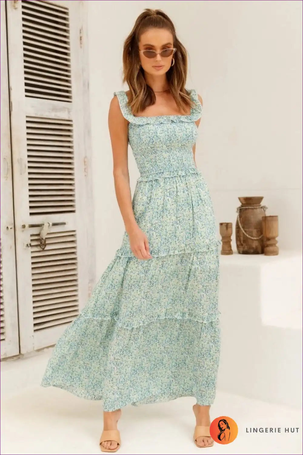 Maxi Dress with Floral Smocking - Bohemian Dreams for A-line, Boho, Casual, Dress, Everyday