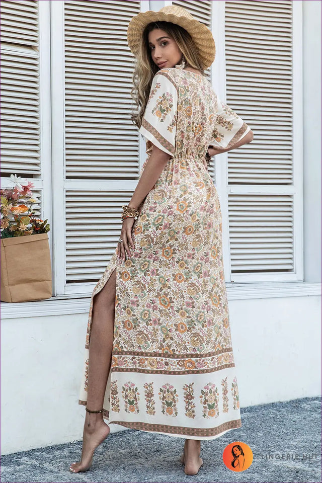 Maxi Dress with Flutter Sleeves - Bohemian Wanderlust