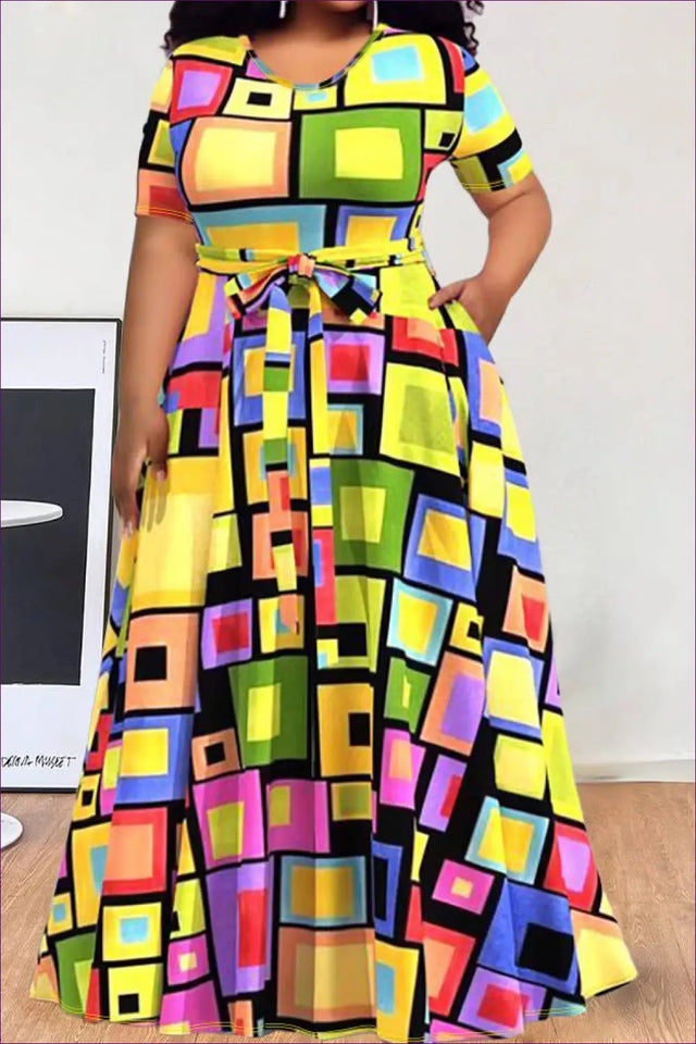 Plus Size Maxi A-Line Dress - Artistic Modernity