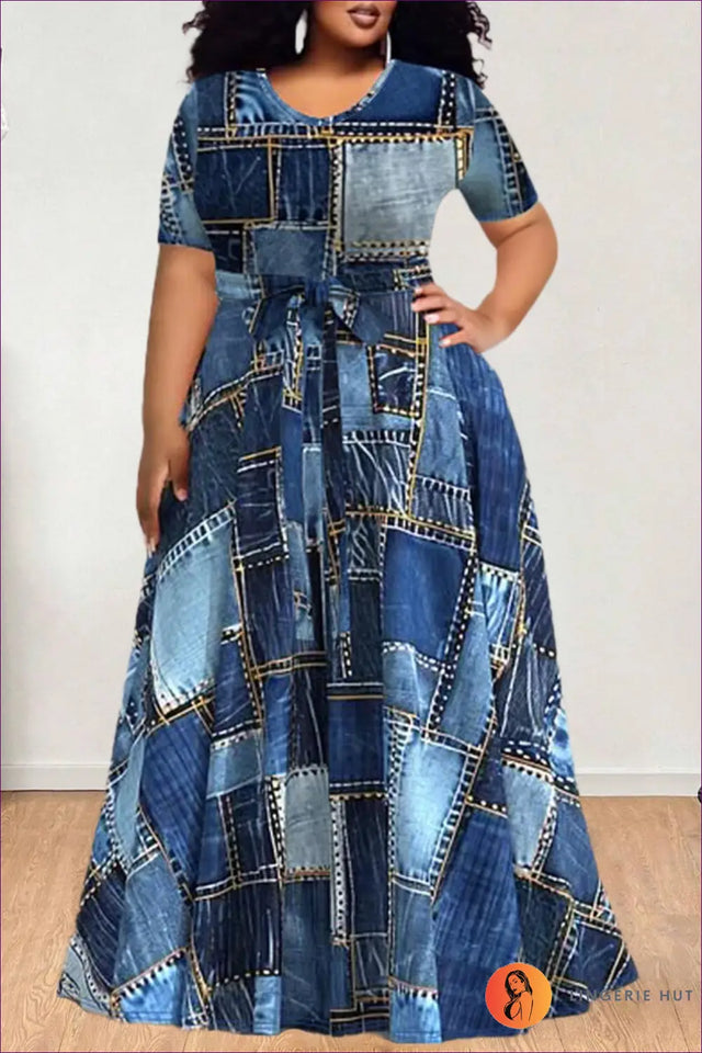 Plus Size Maxi A-Line Dress - Artistic Modernity