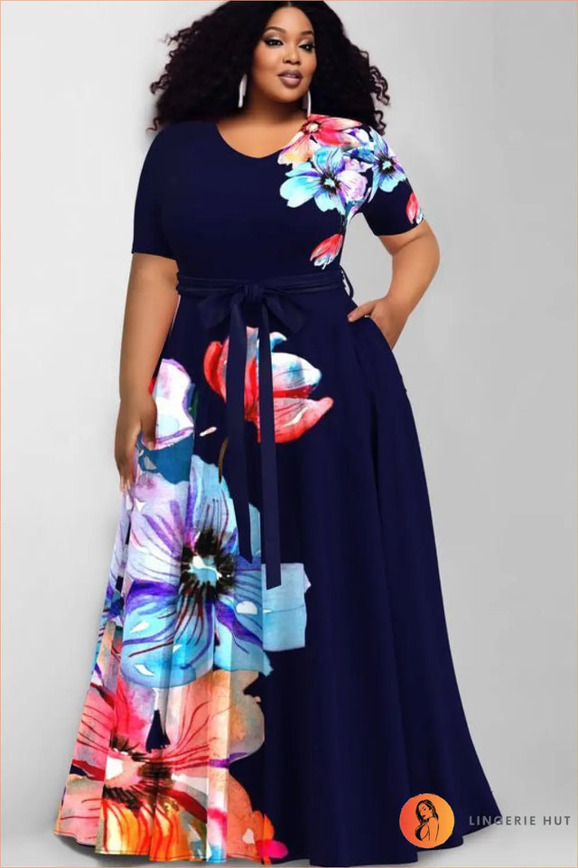 Plus Size Maxi A-Line Dress - Artistic Modernity