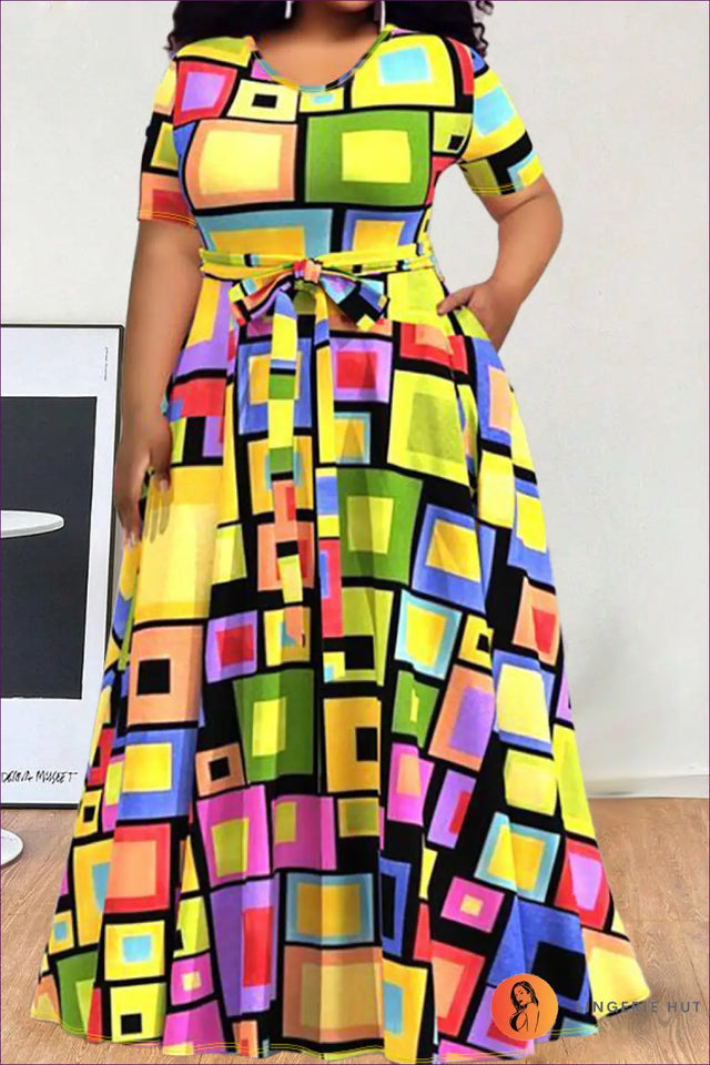 Plus Size Maxi A-Line Dress - Artistic Modernity