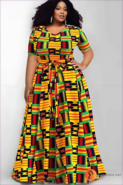 Plus Size Maxi A-line Dress - Artistic Modernity - 2xl / Mixed Color 3 - Dresses - Lingerie Hut - All Season • Casual