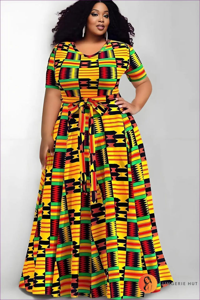 Plus Size Maxi A-Line Dress - Artistic Modernity