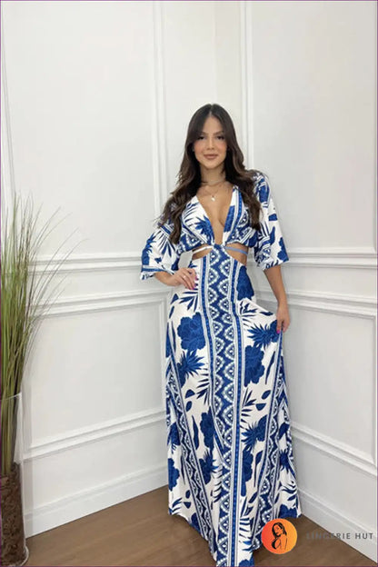 Maxi Dress with Geometric Cut-outs - Bohemian Elegance for A-line, Boho, Casual, Cutout,