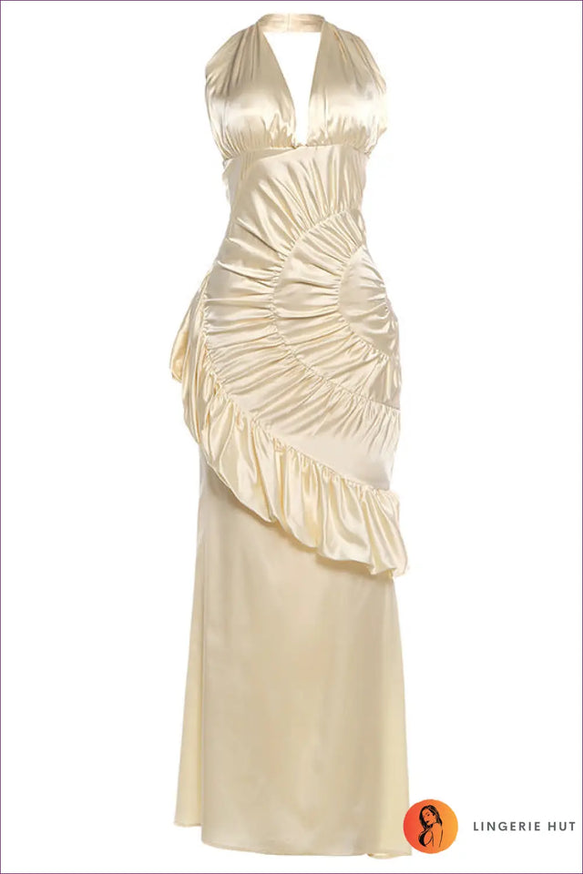 Satin Maxi Dress with Halter Neckline