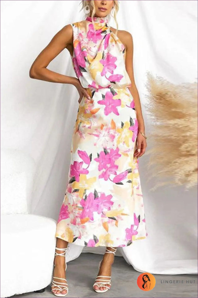 Floral Maxi Halter Dress - Summer Occasion Glamour