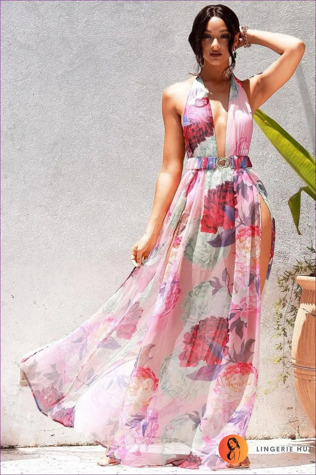 Maxi Dress with Halter Neckline - Sunset Confidence
