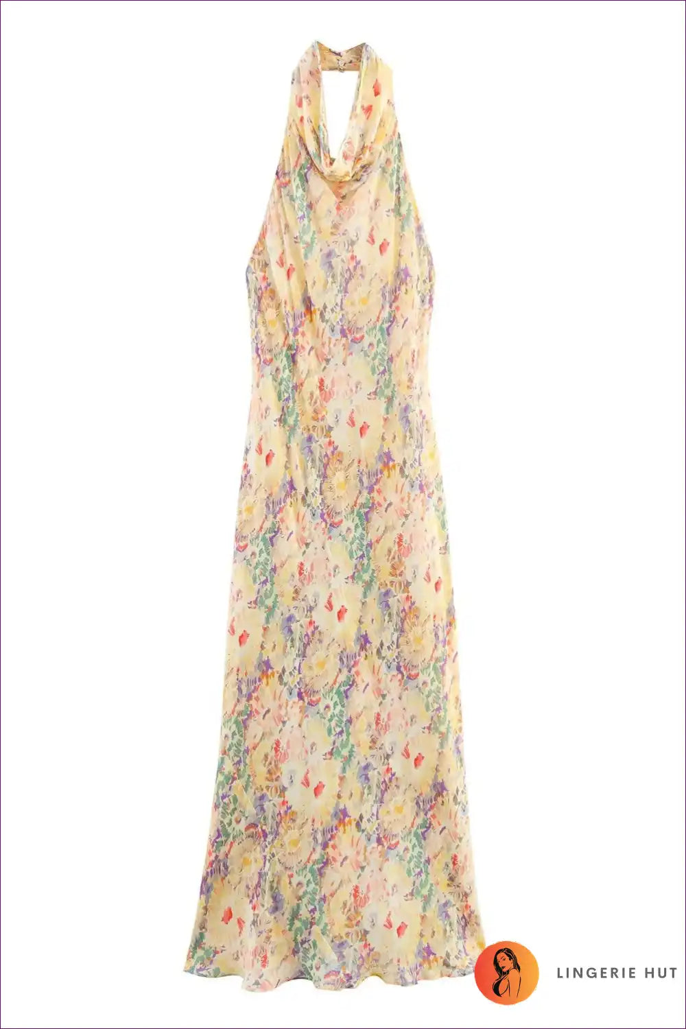 Maxi Dress with Halter Neckline - Sunset Sophistication for A-line, Backless, Boho, Dress, Evening Wear