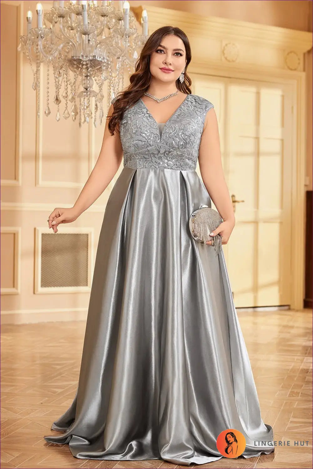 Lace Bodice Maxi Dress - Understated Glamour for Every Event - 2xl / Gray - Dresses - Bridal • Clothing • Lingerie Hut