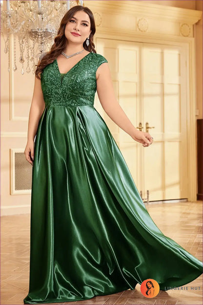 Lace Bodice Maxi Dress - Understated Glamour for Every Event - 2xl / Blackish Green - Dresses - Bridal • Clothing