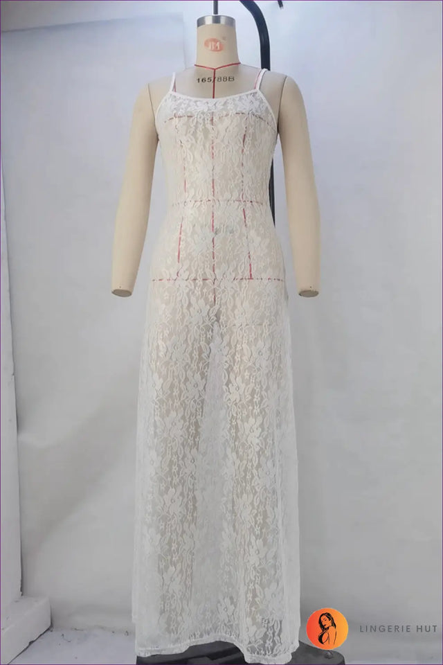 Lace Maxi Dress with Sheer Overlay - Effortless Elegance