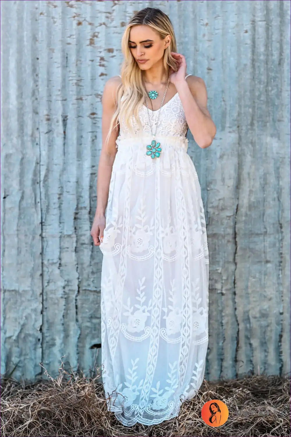 Maxi Dress with Lace Overlay - Bohemian Romance for A-line, Backless, Boho, Dress, Evening Wear