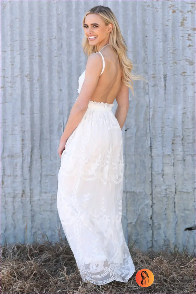 Lace Maxi Dress with Backless Detail - Effortless Boho Glamour