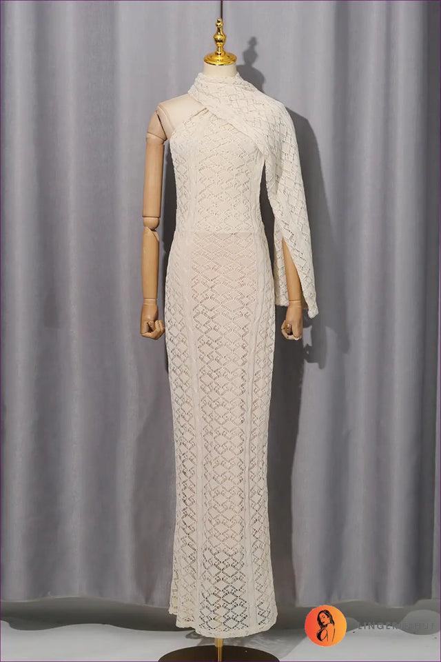 Maxi Dress with Lace Overlay - Garden Wedding Elegance