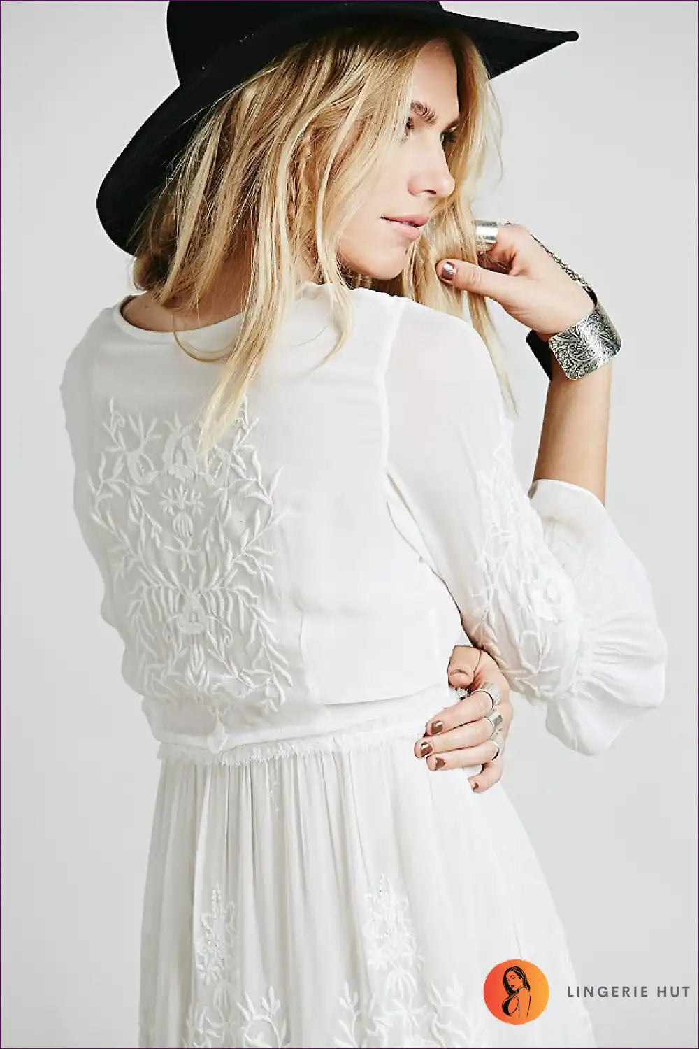 Maxi Dress with Lace Panels - Bohemian Romance for All Season, Autumn, Boho, Dress, Evening Wear