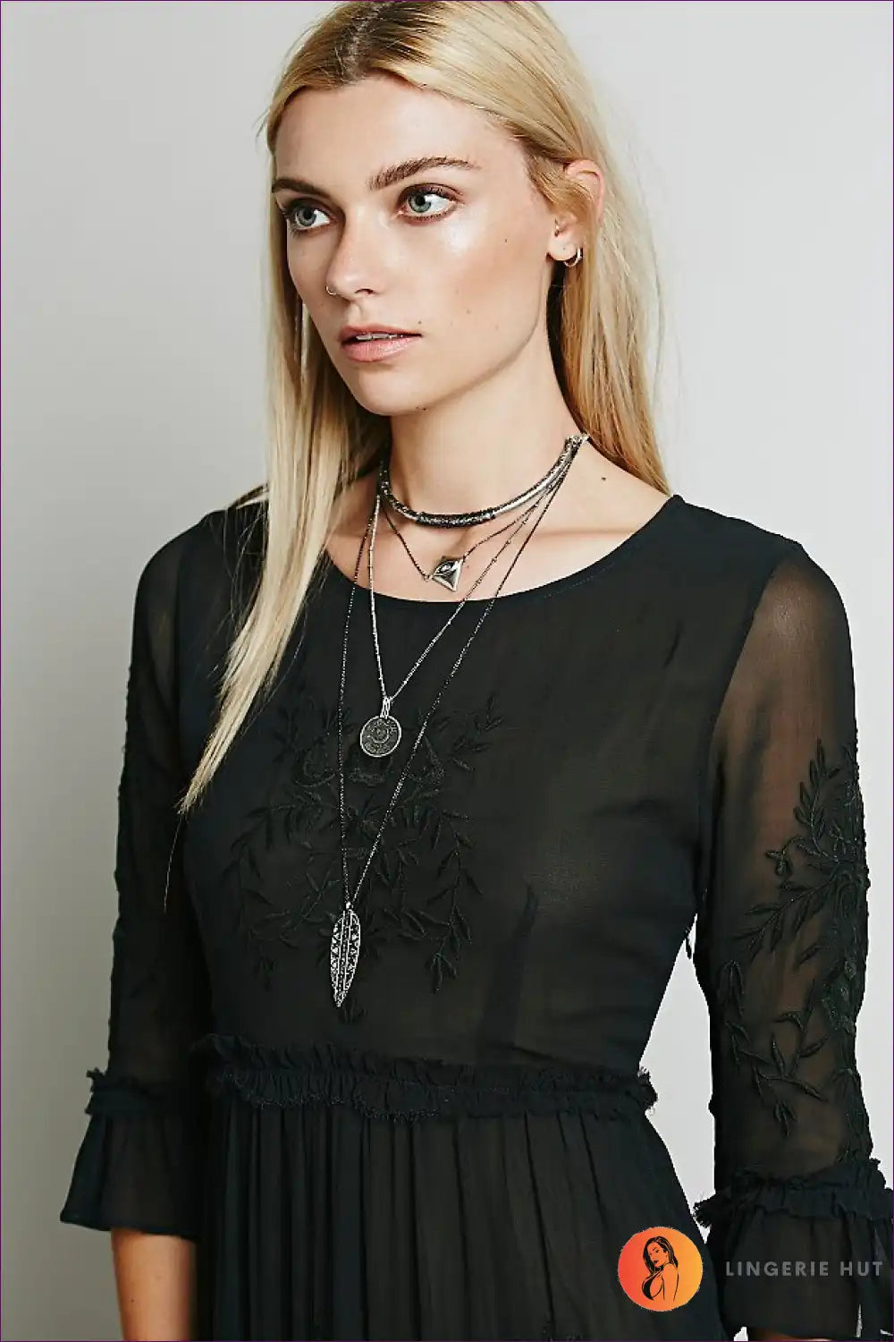 Maxi Dress with Lace Panels - Bohemian Romance for All Season, Autumn, Boho, Dress, Evening Wear