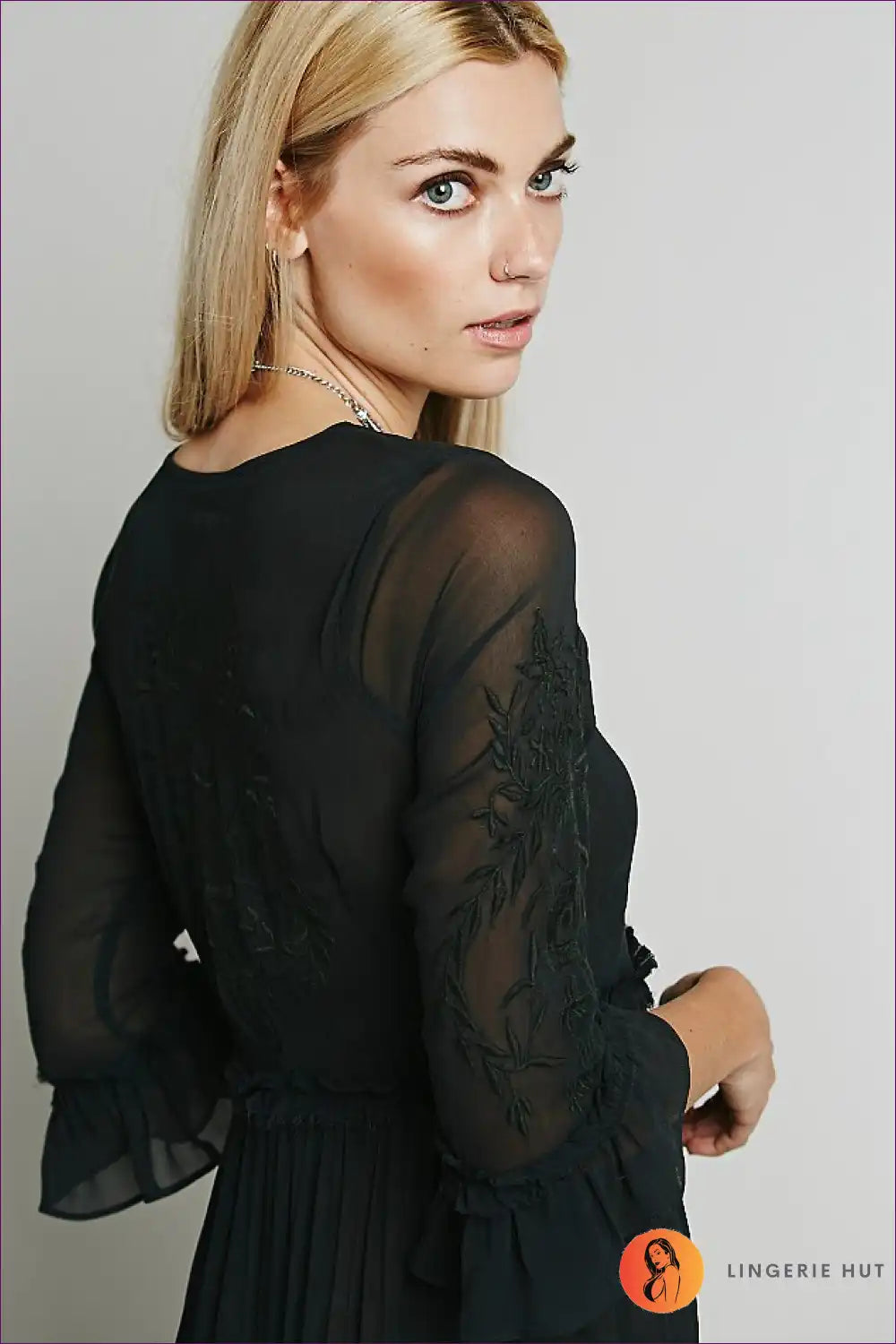 Maxi Dress with Lace Panels - Bohemian Romance for All Season, Autumn, Boho, Dress, Evening Wear