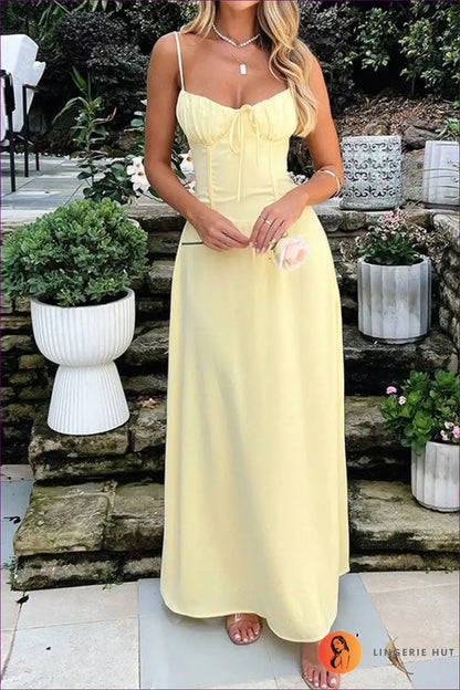Maxi Dress with Lace-up Detail - Summer Sophistication for A-line, Cutout, Dress, Formal Wear, Glamour