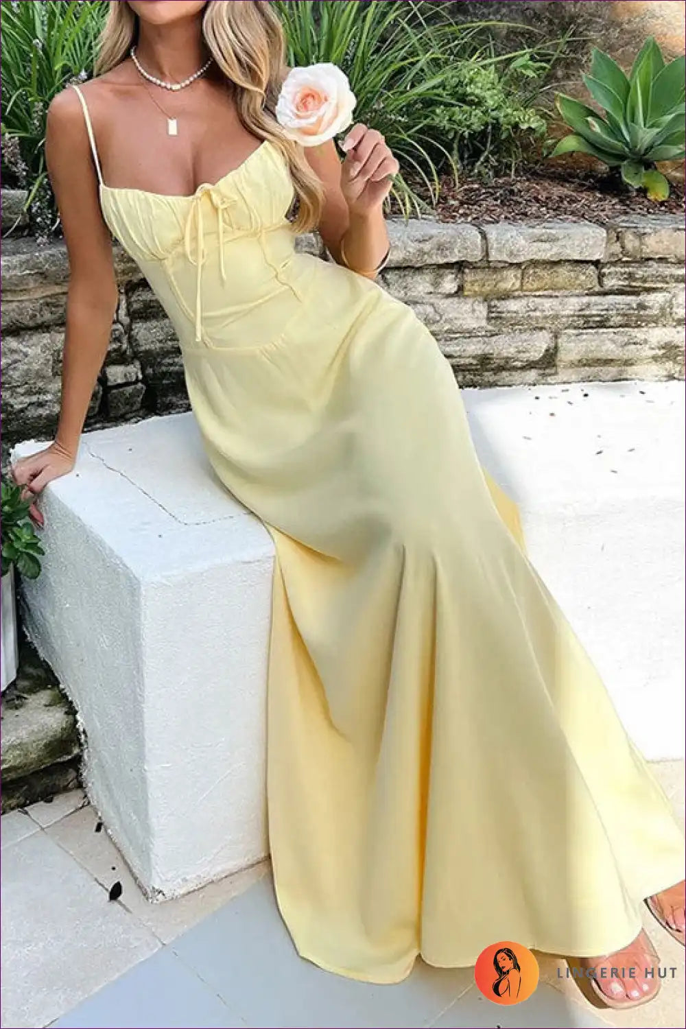 Maxi Dress with Lace-up Detail - Summer Sophistication for A-line, Cutout, Dress, Formal Wear, Glamour