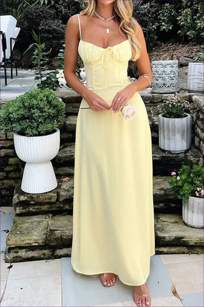 Maxi Dress with Lace-up Detail - Summer Sophistication for A-line, Cutout, Dress, Formal Wear, Glamour