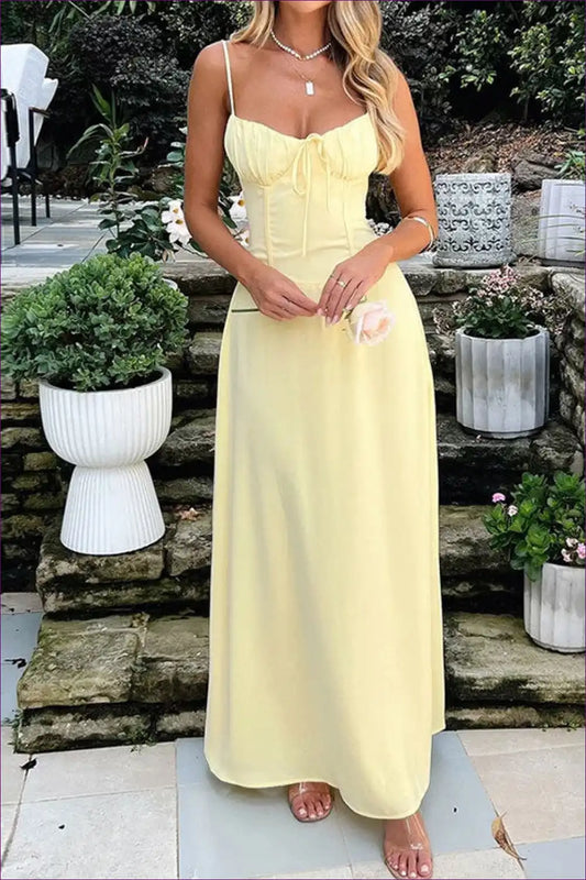 Maxi Dress with Lace-up Detail - Summer Sophistication for A-line, Cutout, Dress, Formal Wear, Glamour