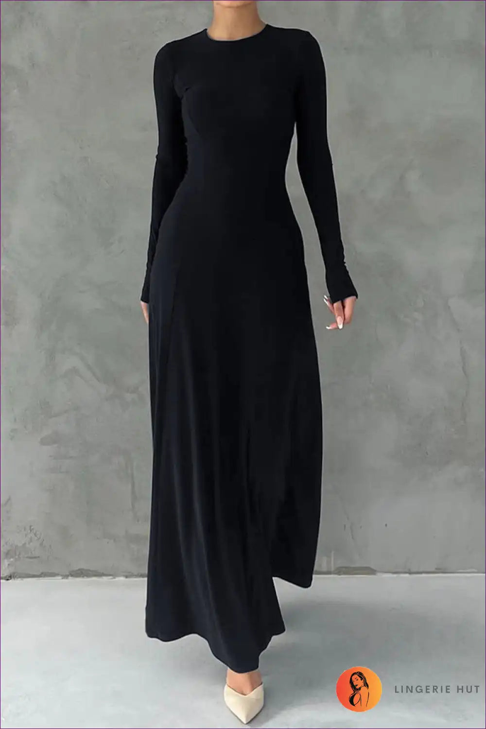 Maxi Dress with Long Sleeves - Minimalist Autumn Mood for All Season, Autumn, Bodycon, Casual,