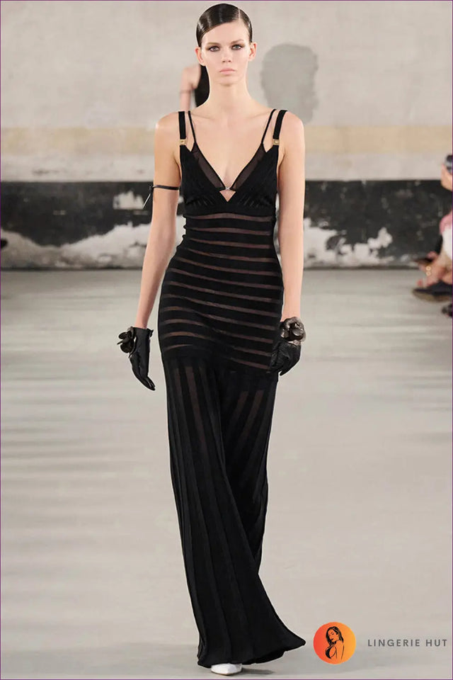 Mesh Panel Maxi Dress - Effortlessly Architectural Evenings