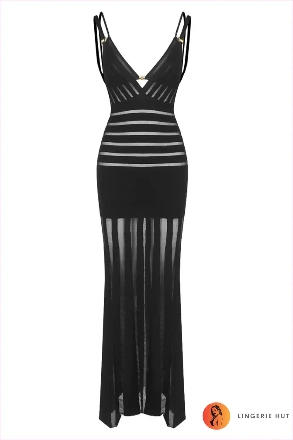 Maxi Dress with Mesh Panels - Contemporary Allure for All Season, Cutout, Dress, Evening Wear, Formal Wear