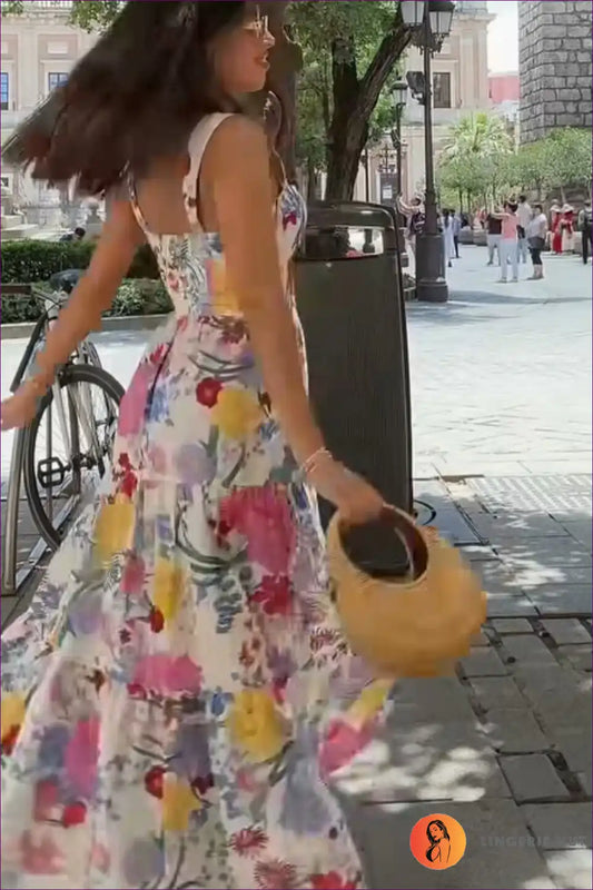 Maxi Dress with Mixed Floral Print - Artistic Expression for A-line, Boho, Casual, Dress, Evening Wear