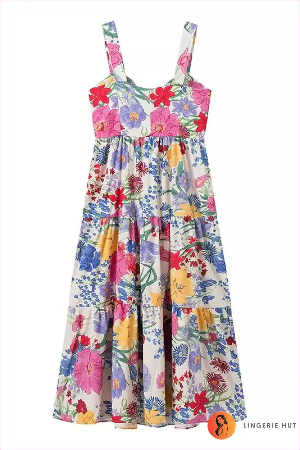 Maxi Dress with Mixed Floral Print - Artistic Expression for A-line, Boho, Casual, Dress, Evening Wear
