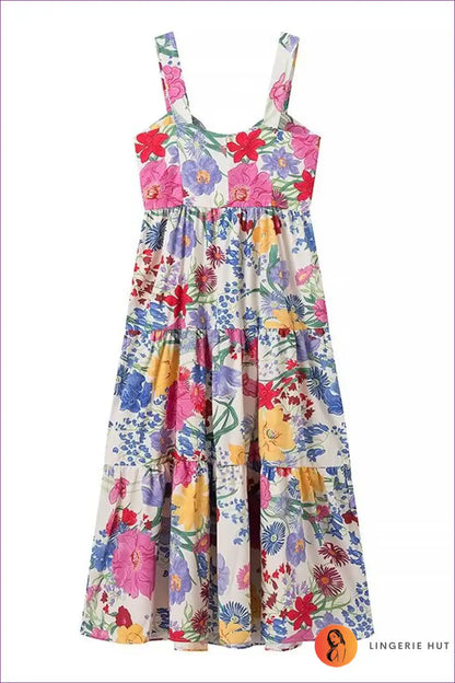 Maxi Dress with Mixed Floral Print - Artistic Expression for A-line, Boho, Casual, Dress, Evening Wear