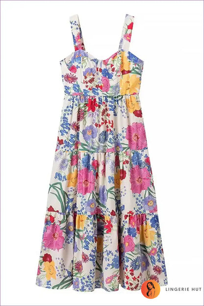 Maxi Dress with Mixed Floral Print - Artistic Expression for A-line, Boho, Casual, Dress, Evening Wear