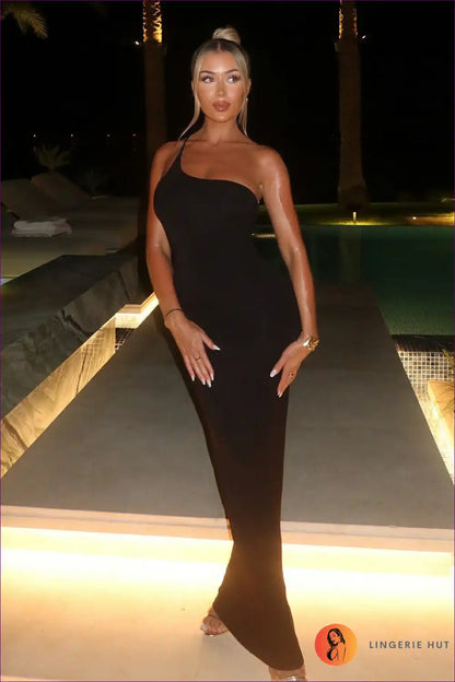 Maxi Dress with Open Back and Side Split - After Dark Allure for Backless, Bodycon, Clubwear, Cutout, Date