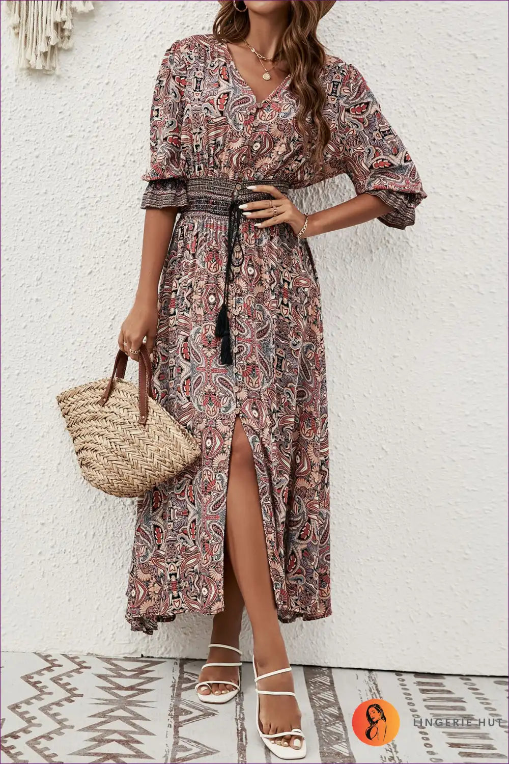 Maxi Dress with Paisley Print - Bohemian Wanderlust