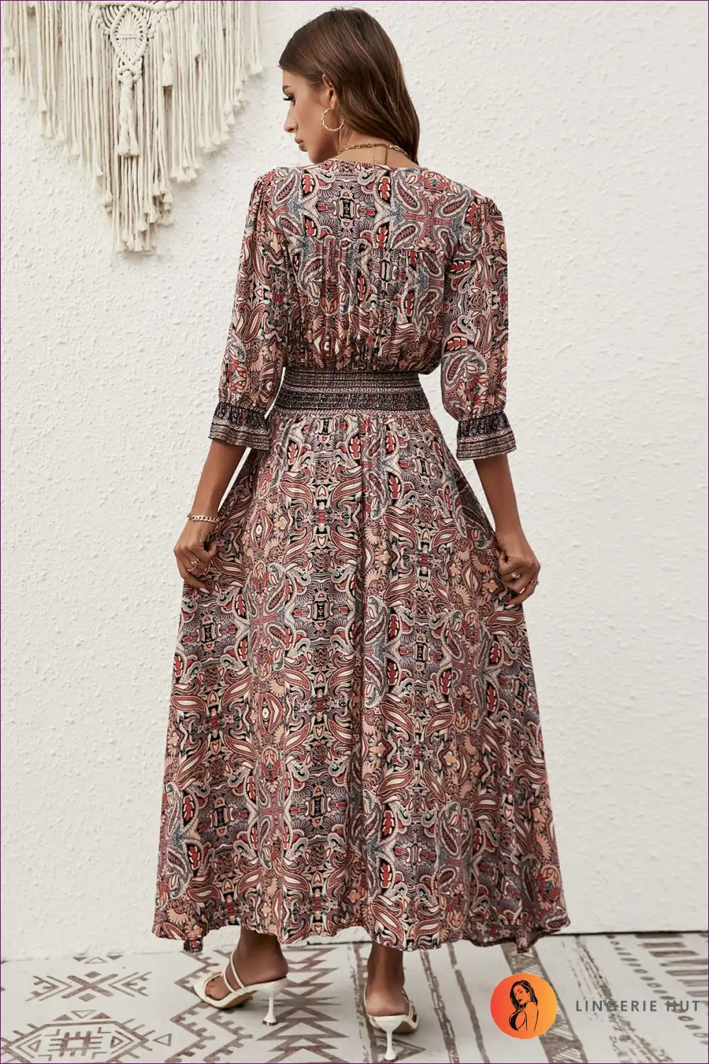 Maxi Dress with Paisley Print - Bohemian Wanderlust