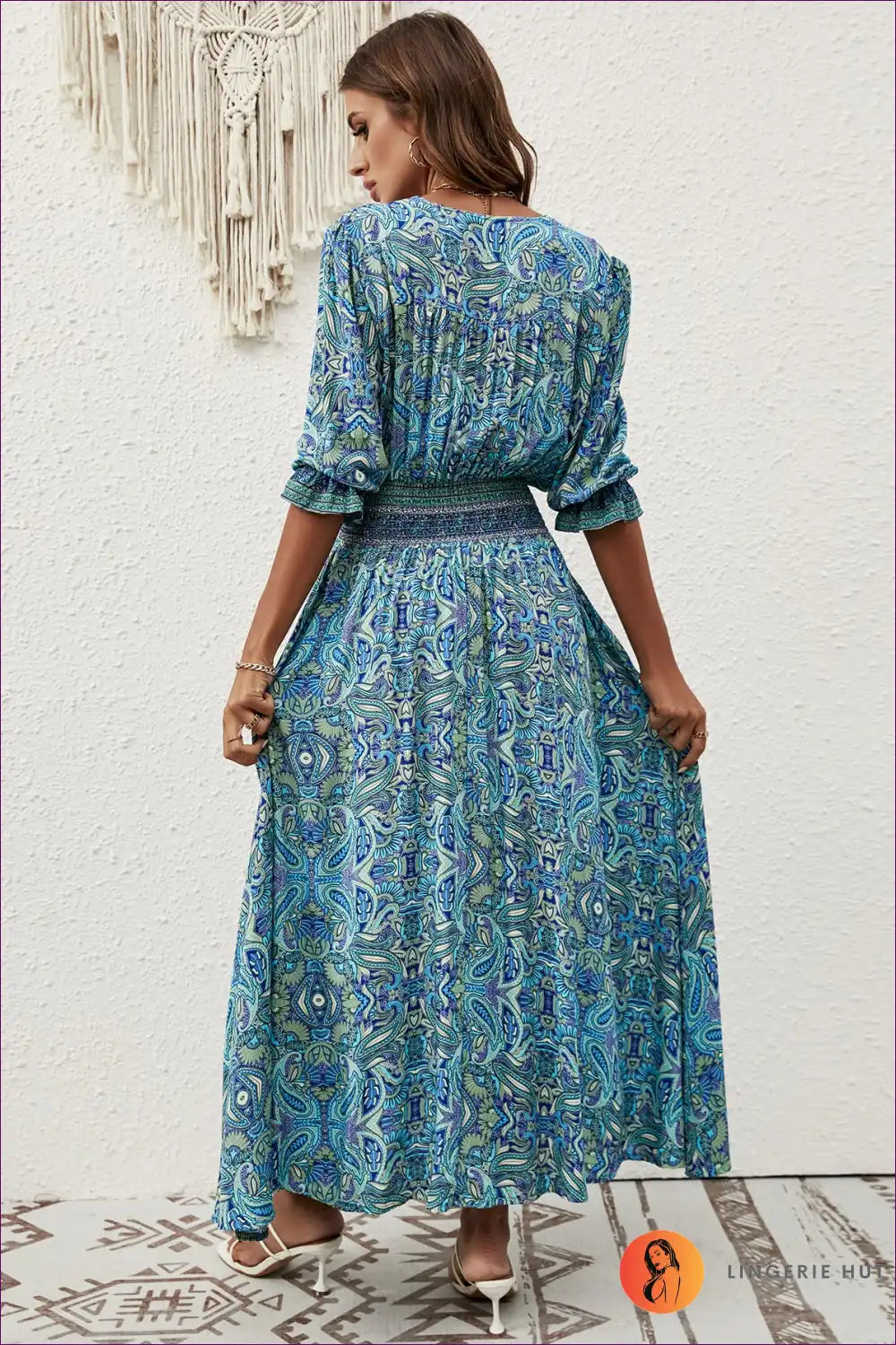 Maxi Dress with Paisley Print - Bohemian Wanderlust