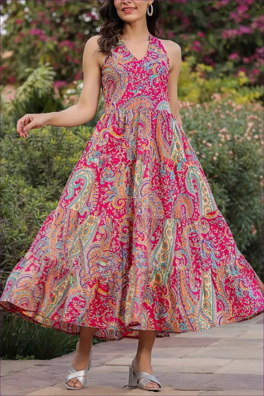 Paisley Maxi Dress - Effortless Occasion Elegance - Dresses - Lingerie Hut - A-line • Boho • Evening Wear • Floral