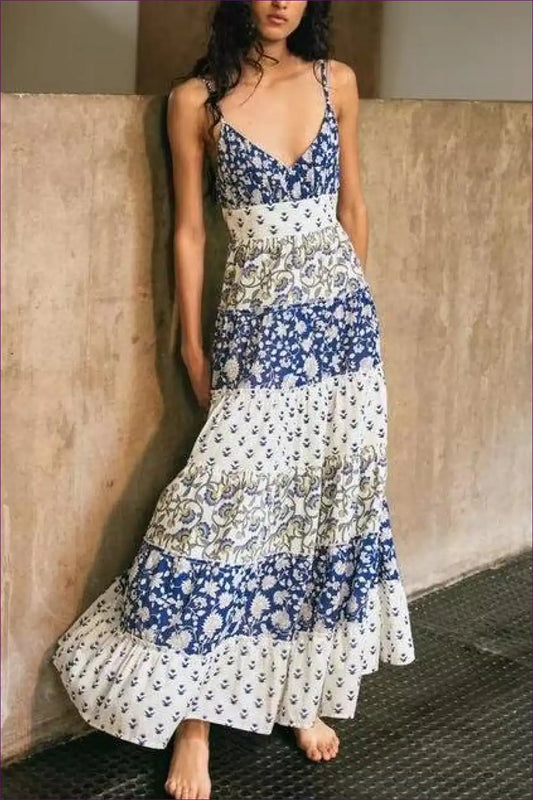 Maxi Dress with Patchwork Print - Bohemian Storyteller for A-line, Boho, Casual, Dress, Everyday