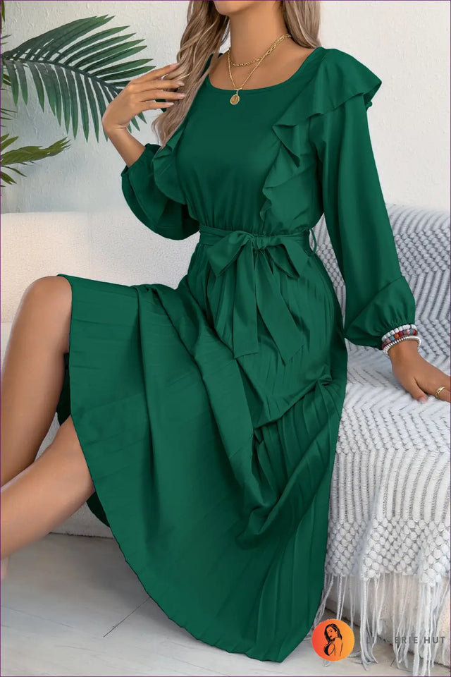 Pleated Maxi Dress with Square Neckline - Quiet Confidence